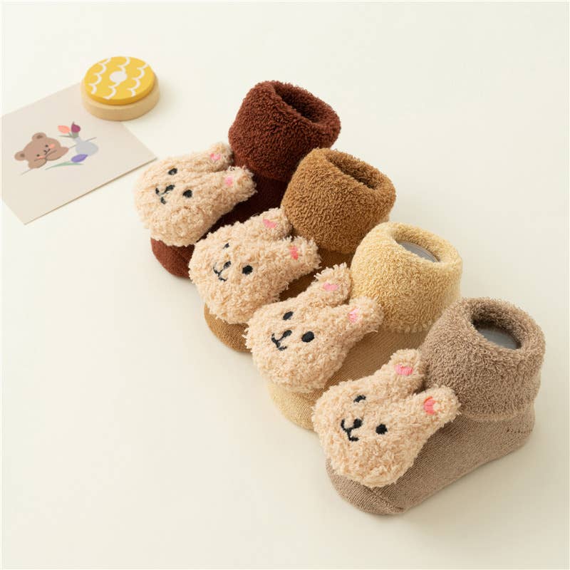 PatPat - Baby Toddler Cute Doll Terry Thick Non-slip Socks: Apricot / 6-12 Month