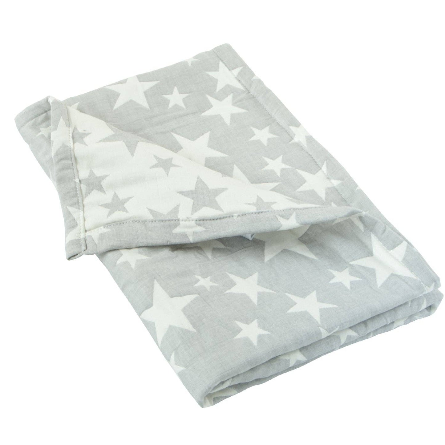 Bay & Loom - 3 Layer Muslin Cotton Jacquard Toddler Blanket: Blue Clover / 30 x 40 inches