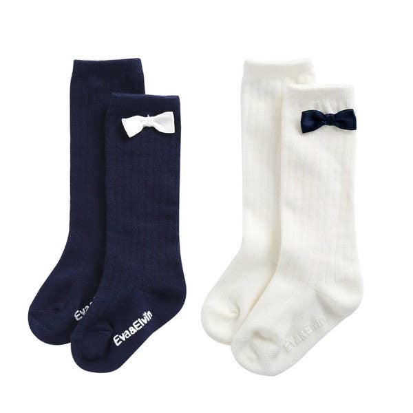 Vaenait Baby - Nana Ribbon Knee Socks - White: White / S (1-3T)
