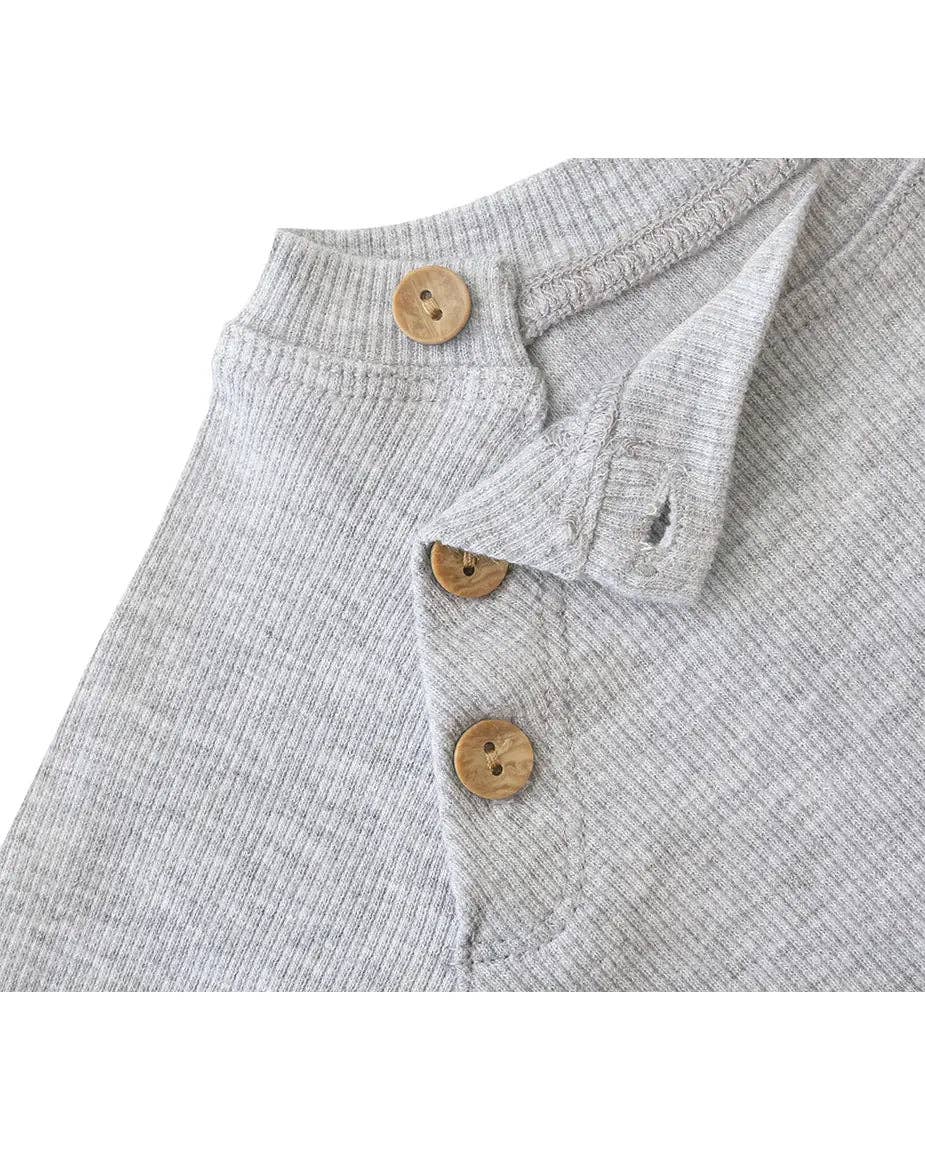 Lilax - Baby Ribbed Side-Buttoned Sweater Set: Gray / 6-9M