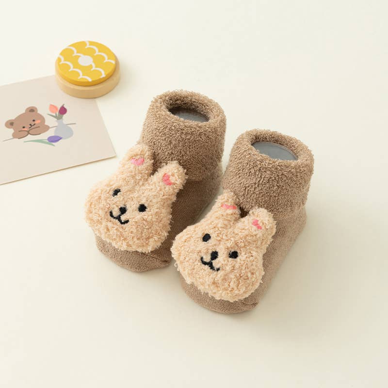 PatPat - Baby Toddler Cute Doll Terry Thick Non-slip Socks: Apricot / 6-12 Month