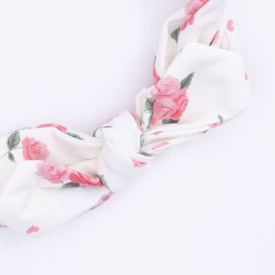 Angel Dear - Pink Rosettes - Kimono Gown & Knot Headband: 0-3M