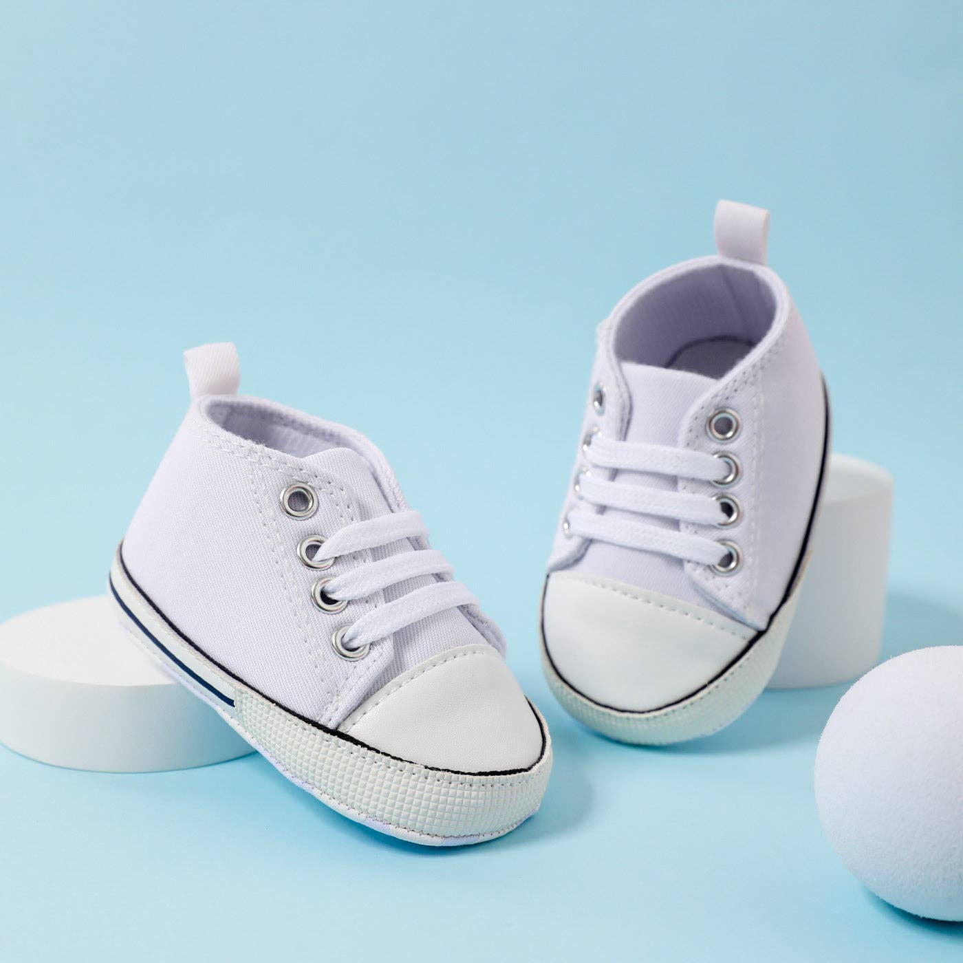 PatPat - Baby / Toddler Simple Solid Lace Up Prewalker Shoes: White / Toddler US 3.5