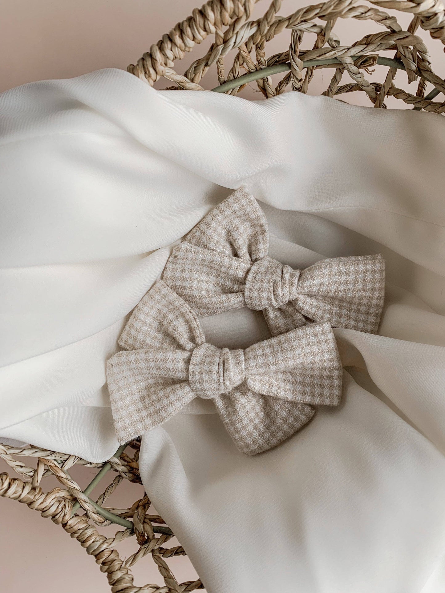 Sand Gingham Bow