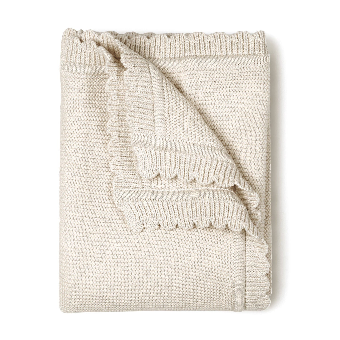 Organic Cotton Scalloped Baby Blanket - Vanilla Natural
