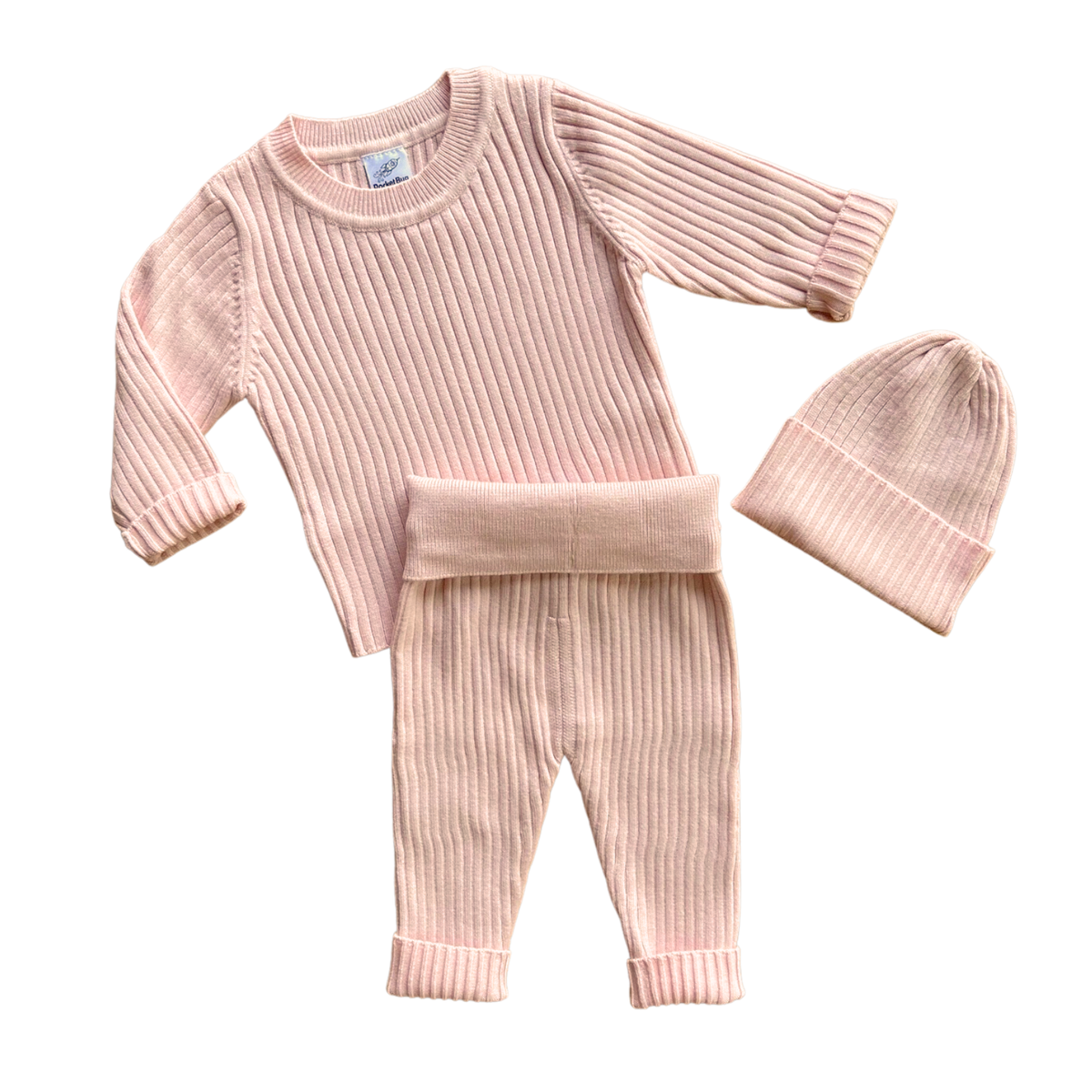 Rocket Bug - Rocket Bug Soft Knit Baby Set- Matching Long Sleeve Pants, Top, and Hat Set for Boys and Girls: Taupe / 18-24 months