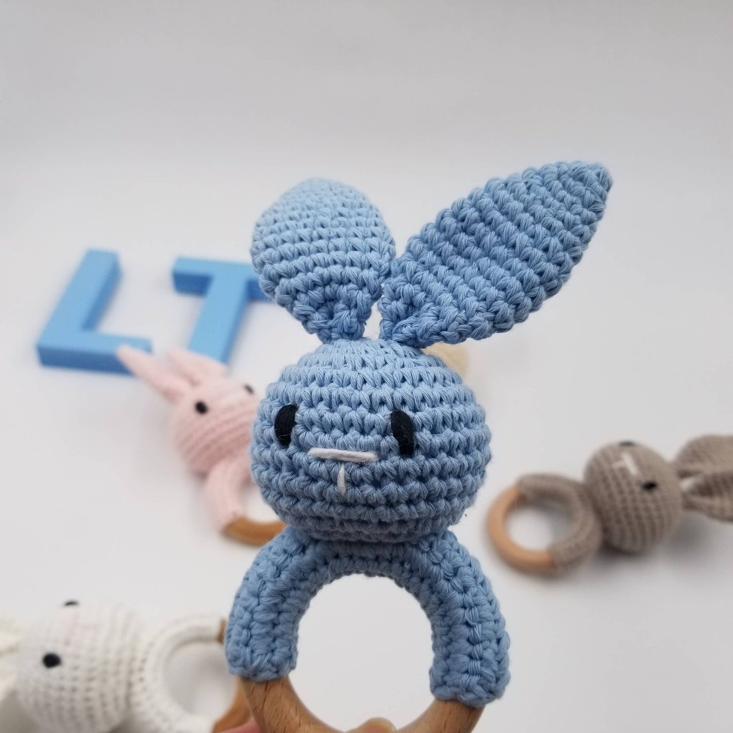 Knitting Rabbit Hand Crochet Rattle