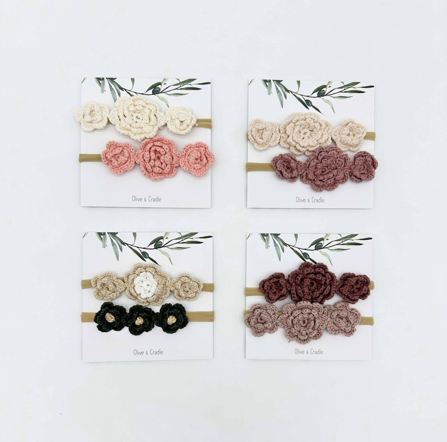 OLIVE & CRADLE - Crochet Flower Headband: Without Card / Pink-1 / Single Flower