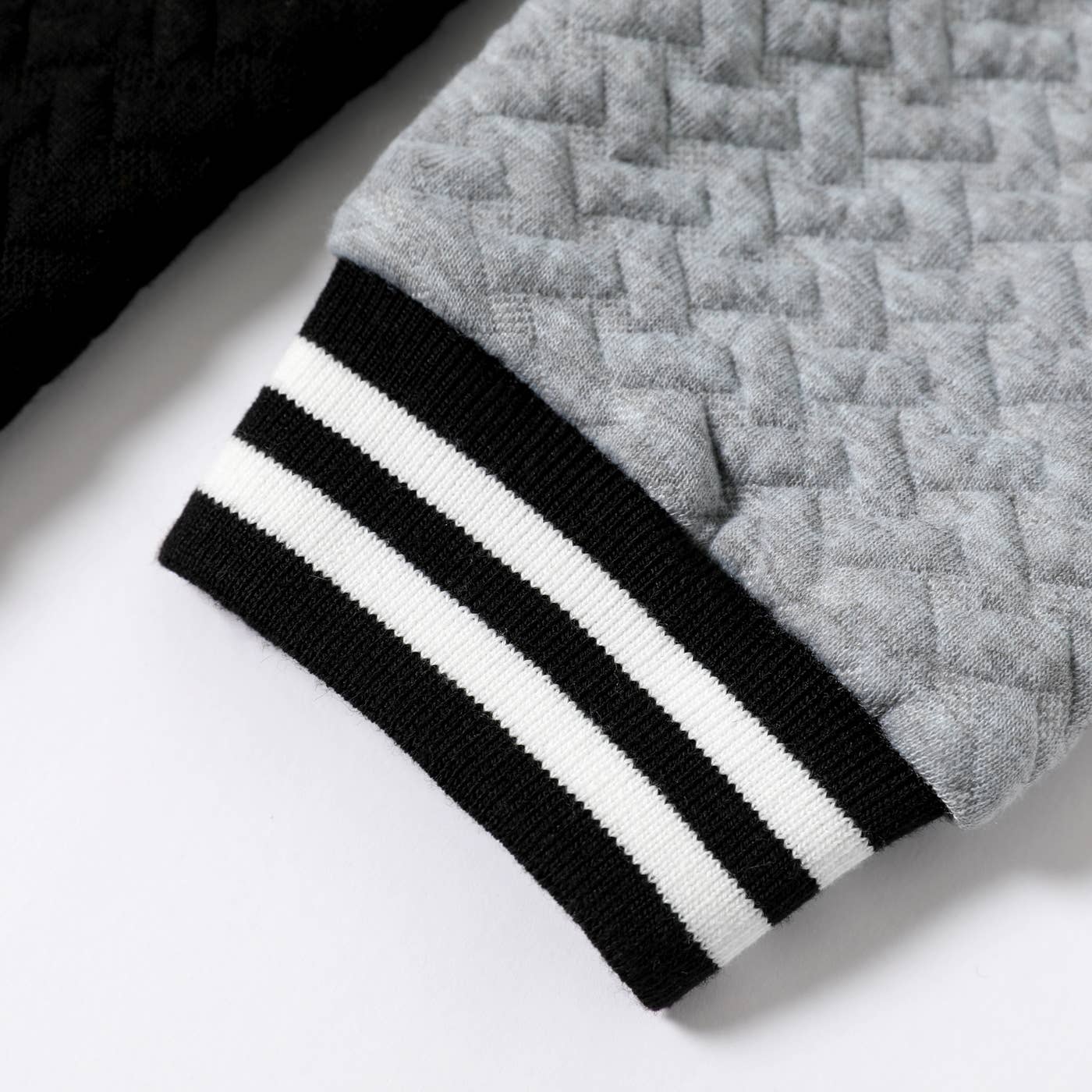 PatPat - 2-pcs Kid Boy Textured Striped Zipper Bomber Jacket & Pants: Black / 7-8 Years