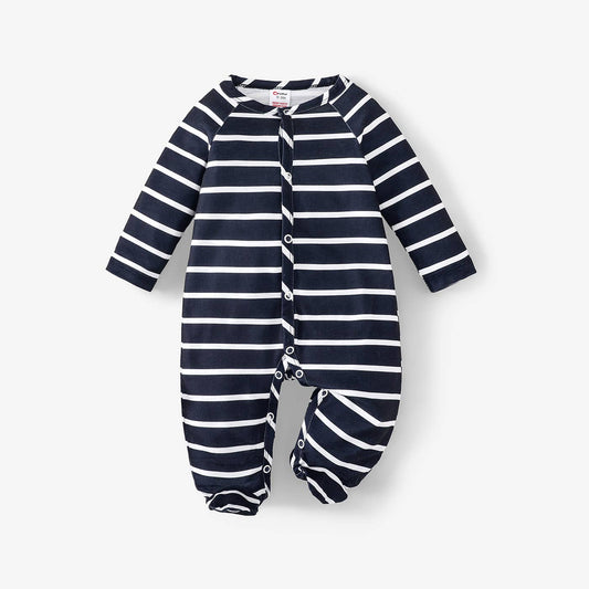 PatPat - Baby Boy Basic Geometric Printed Long Sleeve Pajama: Deep Blue / 6-9 Months