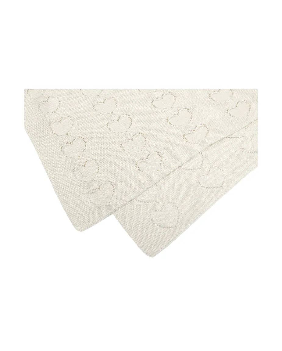 Lilax - Baby Girl Cotton Knit Heart Receiving Blanket: Grey / One Size