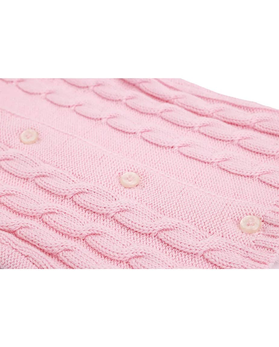 Lilax - Baby Girls' Cable Knit Long Sleeve Cotton Cardigan: Cream / 3-6M