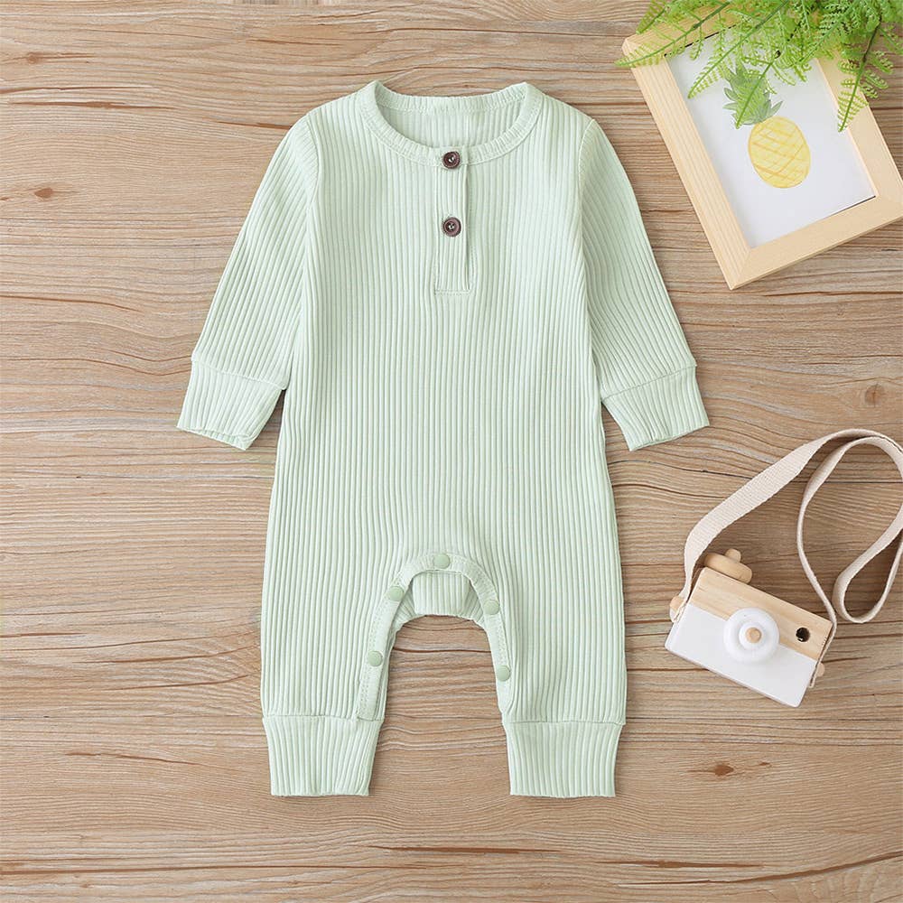 PatPat - Baby Boy / Girl Cotton Knitted Style  Cardigan Jumpsuit: Green / 12-18M