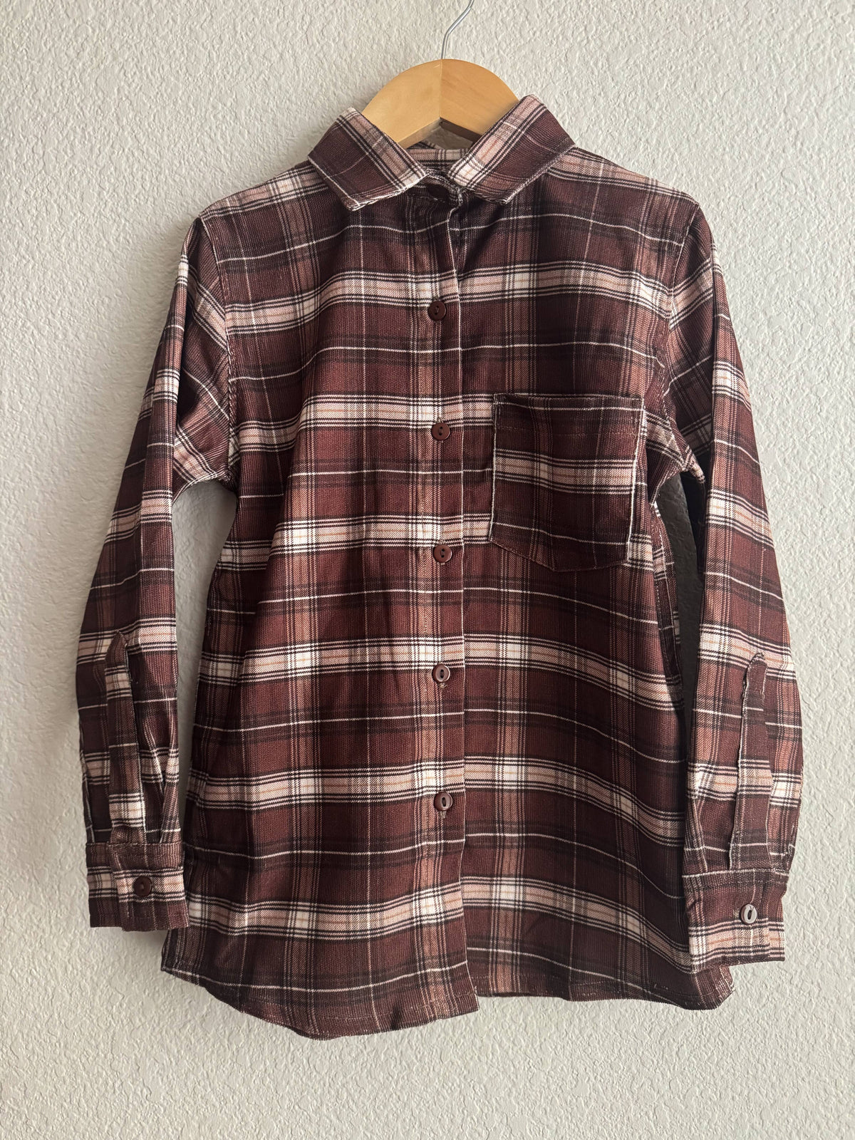 Little Grey - Long Sleeve Top- Brown Plaid: 2Y