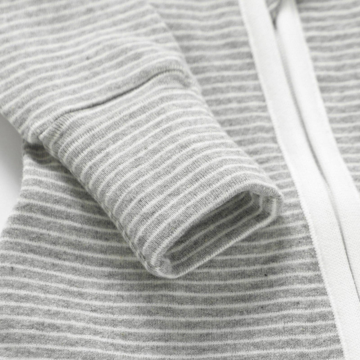 Meemo Jeemo - Organic Cotton Striped Peek-A-Poo Pajama in Light Grey: 18-24 Months