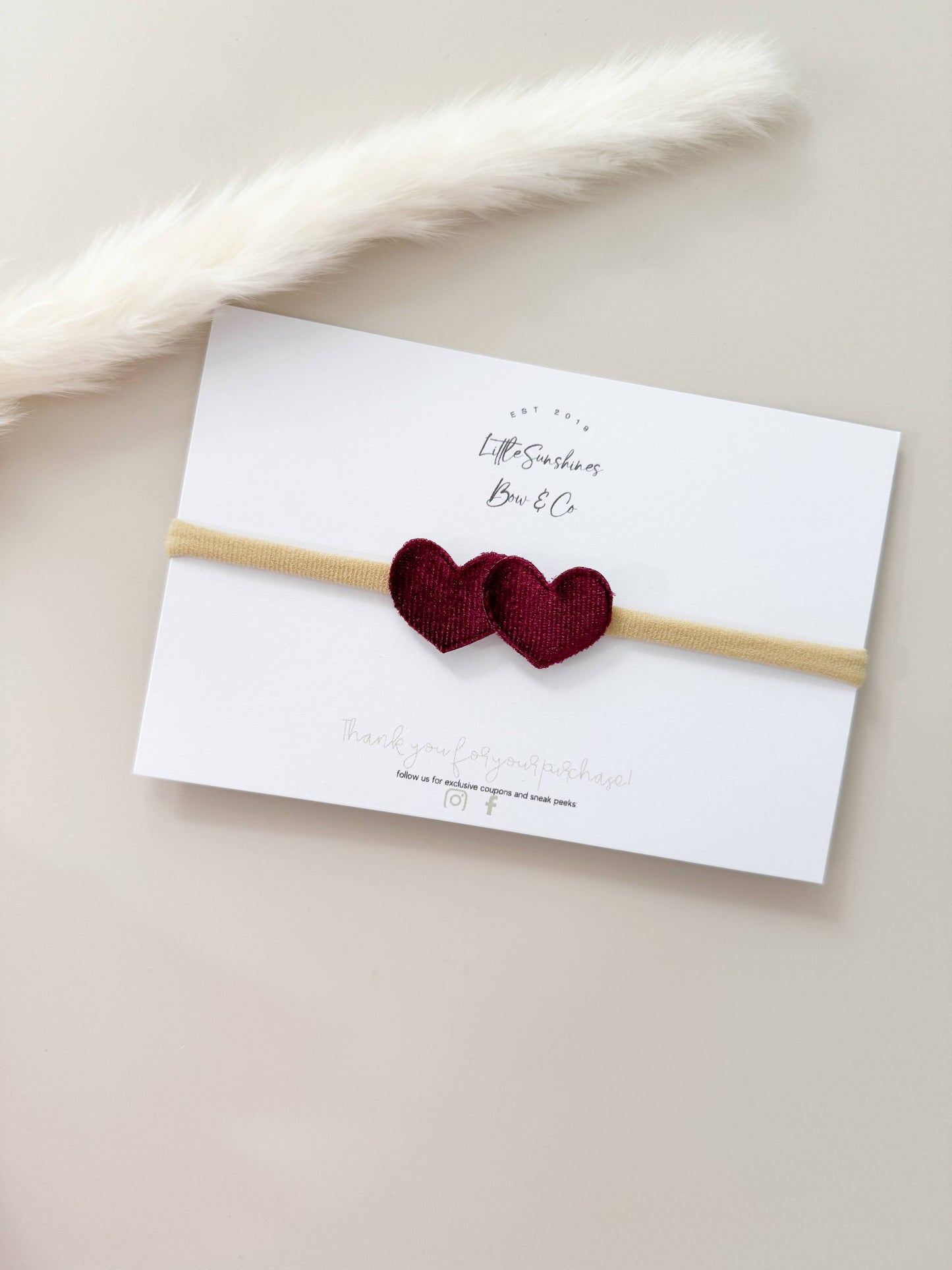 Little Sunshines Bow & Co - Double Velvet Heart Nylon Headband: White