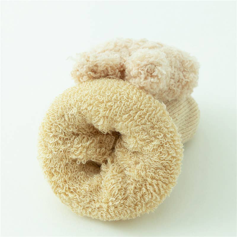 PatPat - Baby Toddler Cute Doll Terry Thick Non-slip Socks: Khaki / 12-24 Month