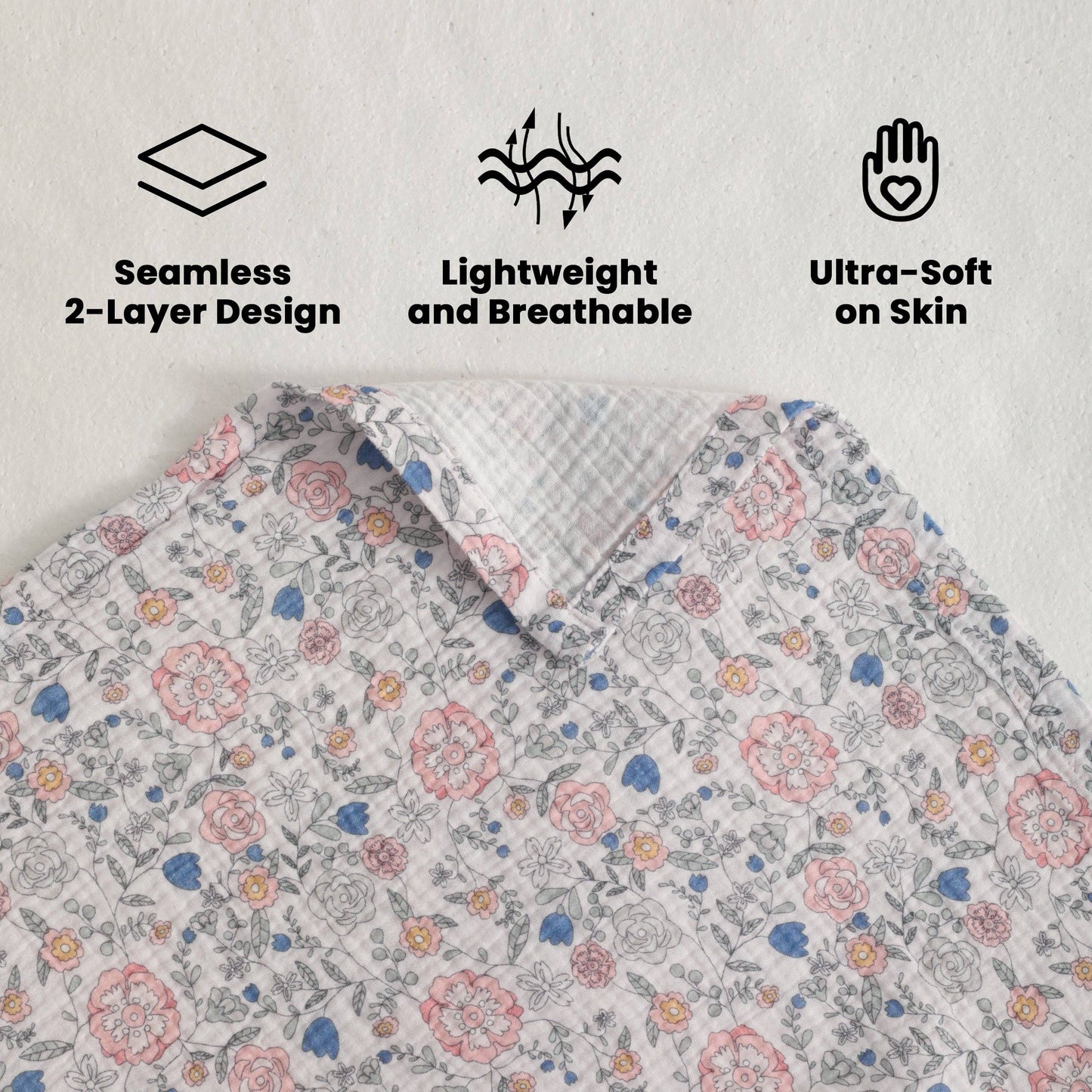 Bay & Loom - Muslin Cotton Baby Swaddle Blanket, Toddler Nursery Blanket: Vintage Floral / 30"x 40" / 2-Layer