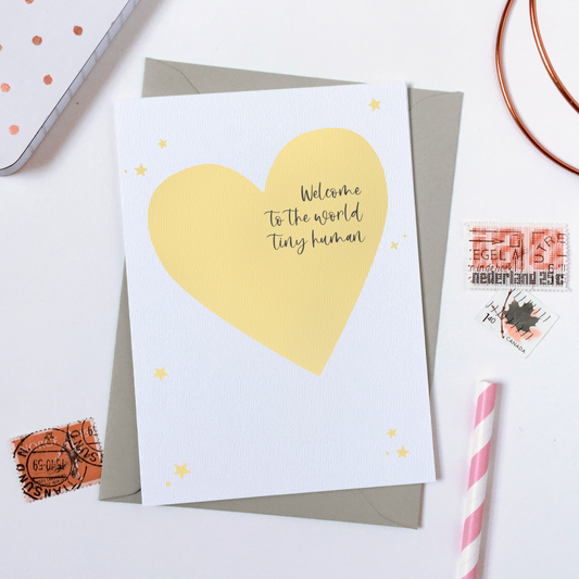 Tiny Human Yellow Baby Card
