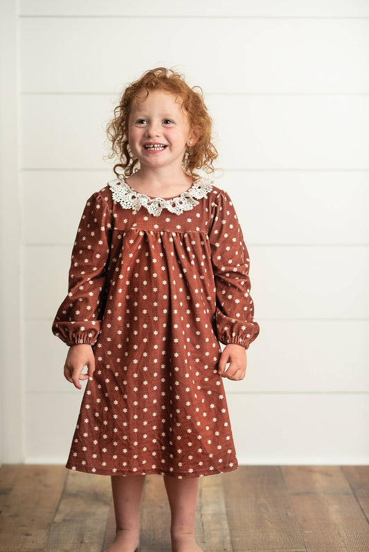 Flower Velvet Lace Collar Dress