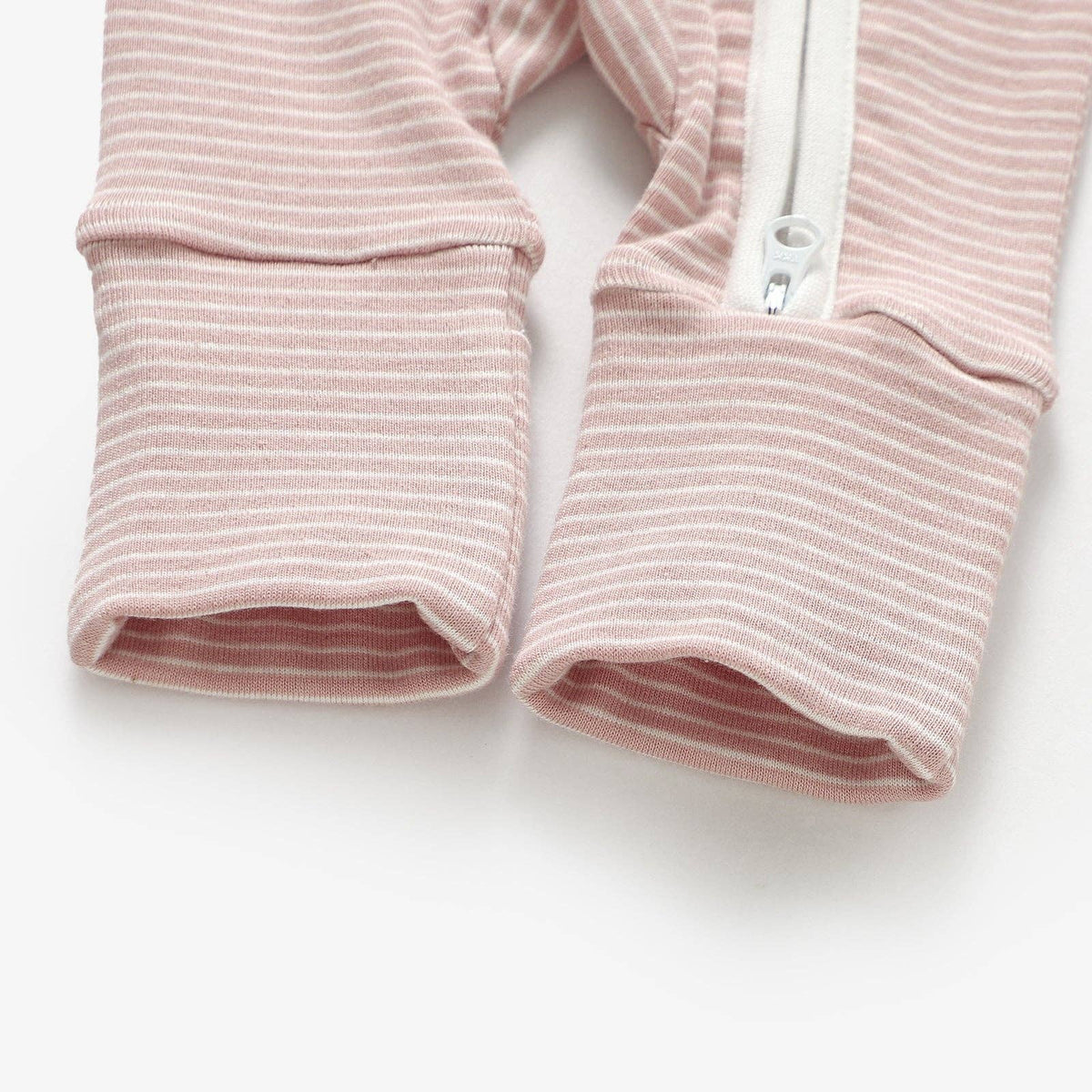 Meemo Jeemo - Organic Cotton Striped Peek-A-Poo Pajama in Pink: 3-6 Months