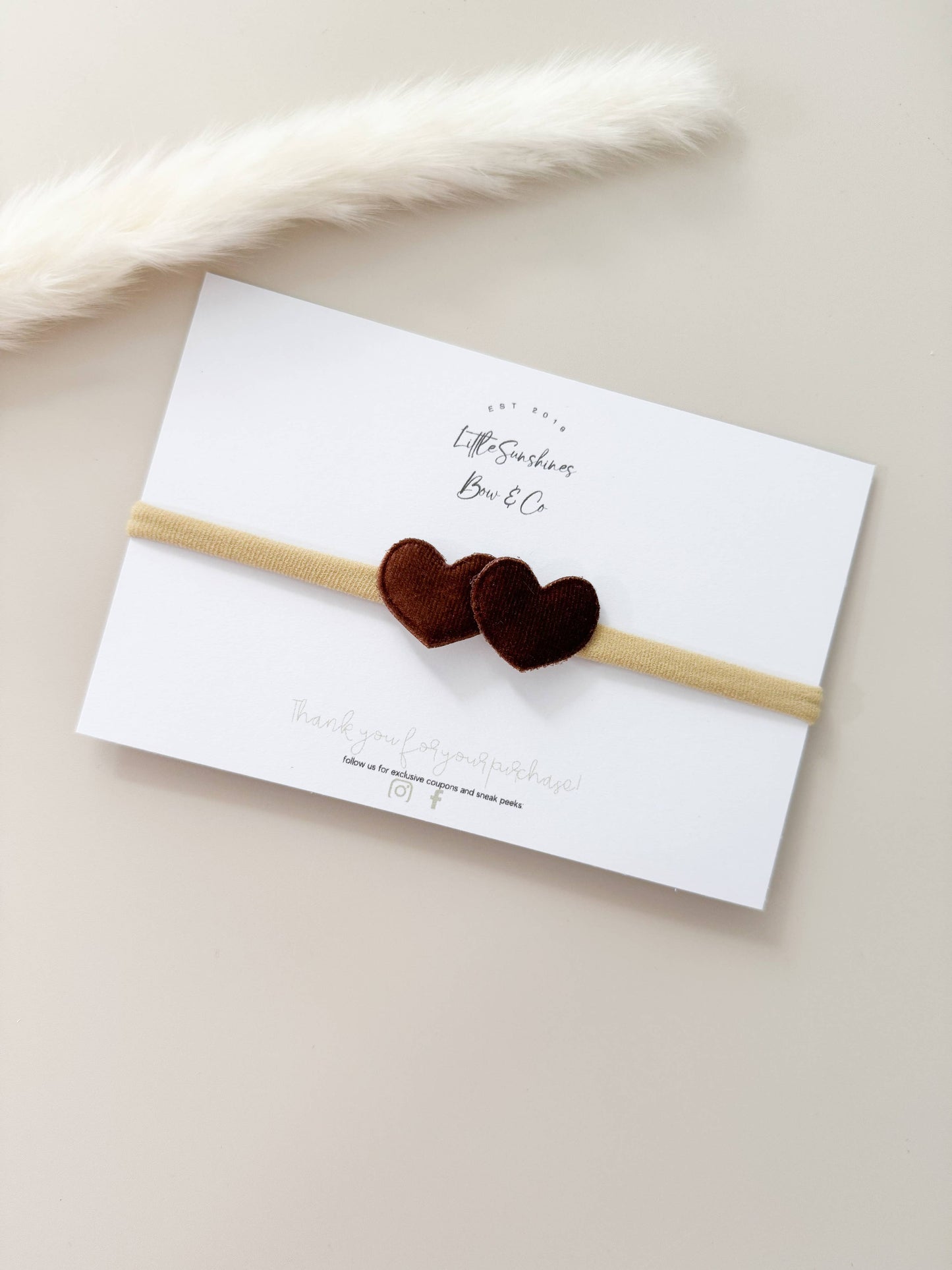 Little Sunshines Bow & Co - Double Velvet Heart Nylon Headband: White