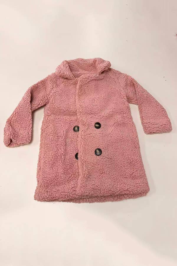 luluclothes - Kids Pink sherpa long style girls coats 230155M : XXL-6/7
