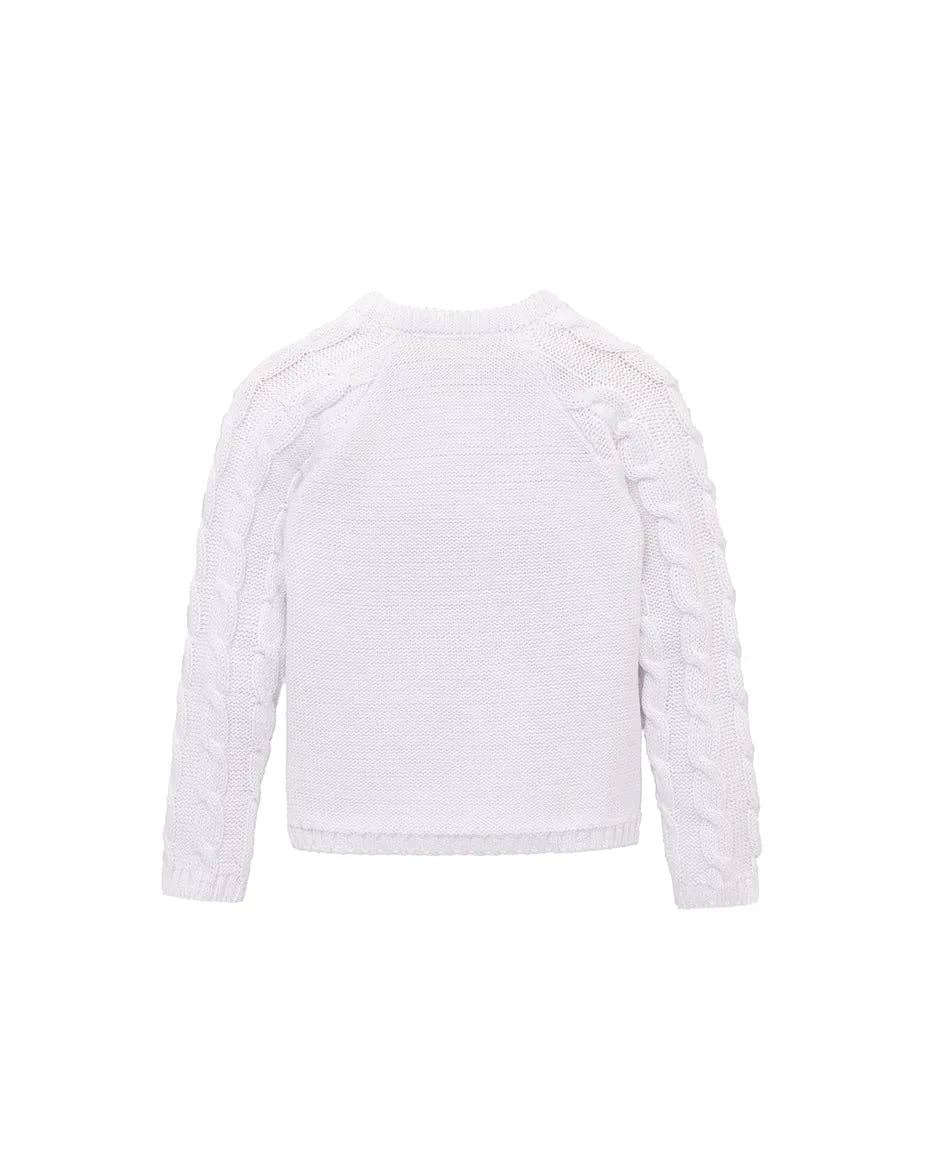 Lilax - Baby Girls' Cable Knit Long Sleeve Cotton Cardigan: Cream / 12-18M