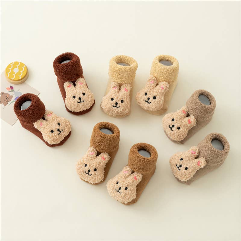 PatPat - Baby Toddler Cute Doll Terry Thick Non-slip Socks: Apricot / 6-12 Month