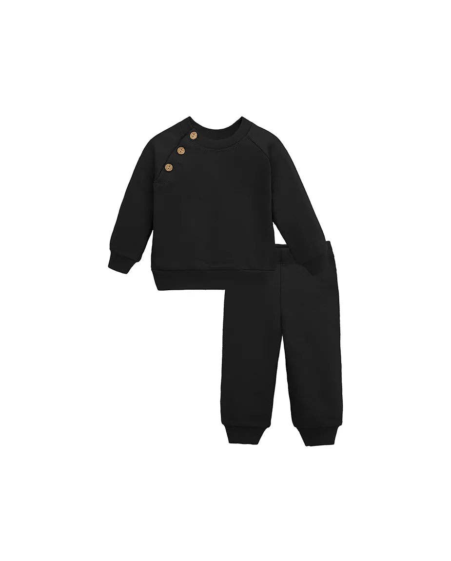 Lilax - Baby Cotton Sweatshirt & Sweatpant Set: Olive Green / 6-9M