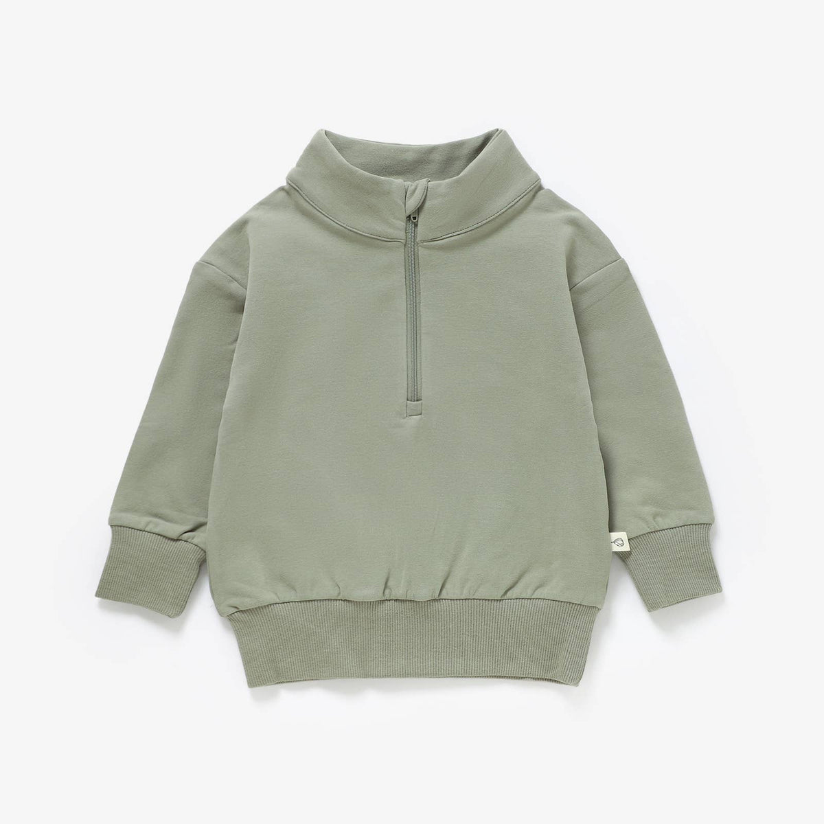 Almond Bud - The French Terry Organic Cotton Beach Jogger Set: Muted Sage / 12-18M