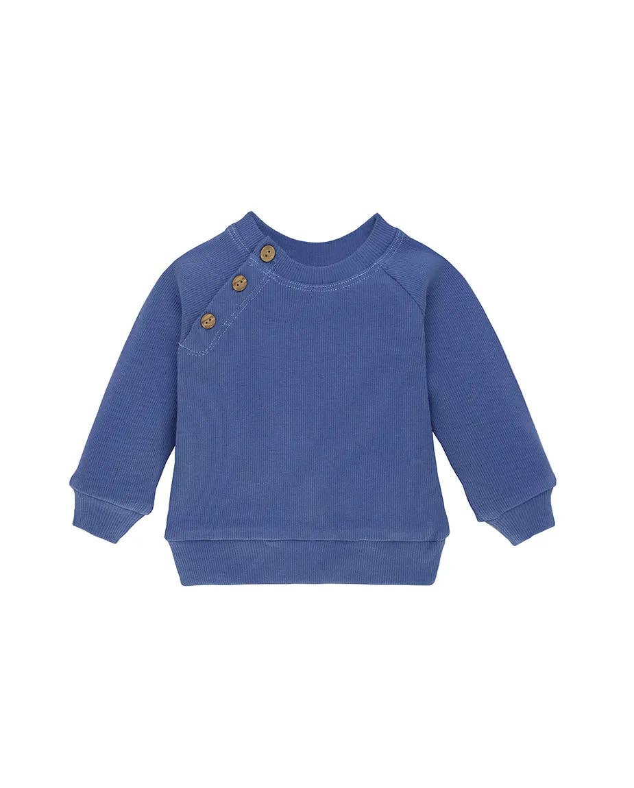 Lilax - Baby Ribbed Side-Buttoned Sweater Set: Gray / 0-3M