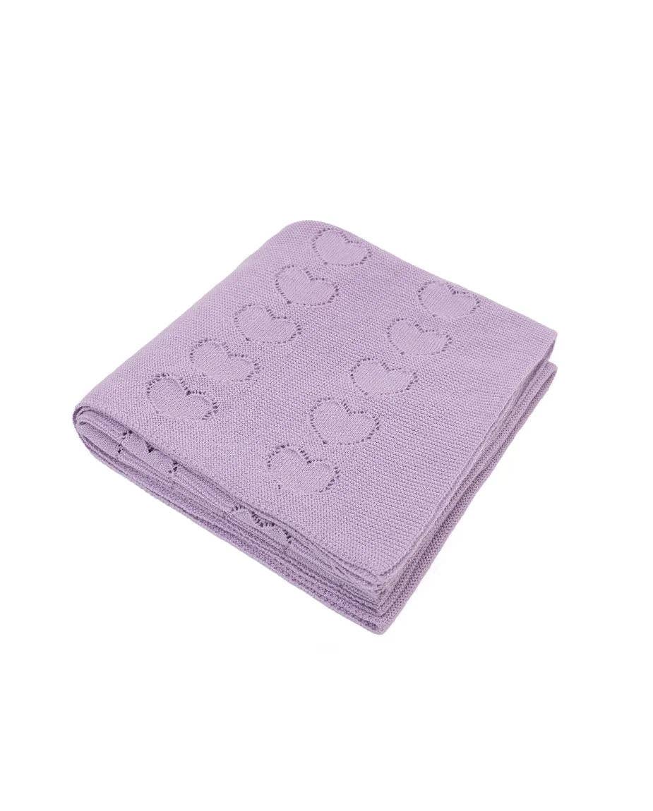 Lilax - Baby Girl Cotton Knit Heart Receiving Blanket: Pink / One Size