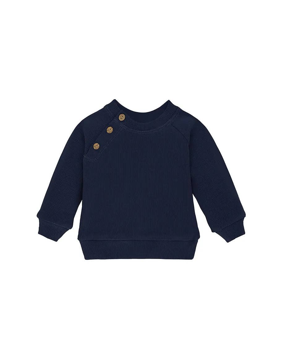 Lilax - Baby Ribbed Side-Buttoned Sweater Set: Gray / 3-6M