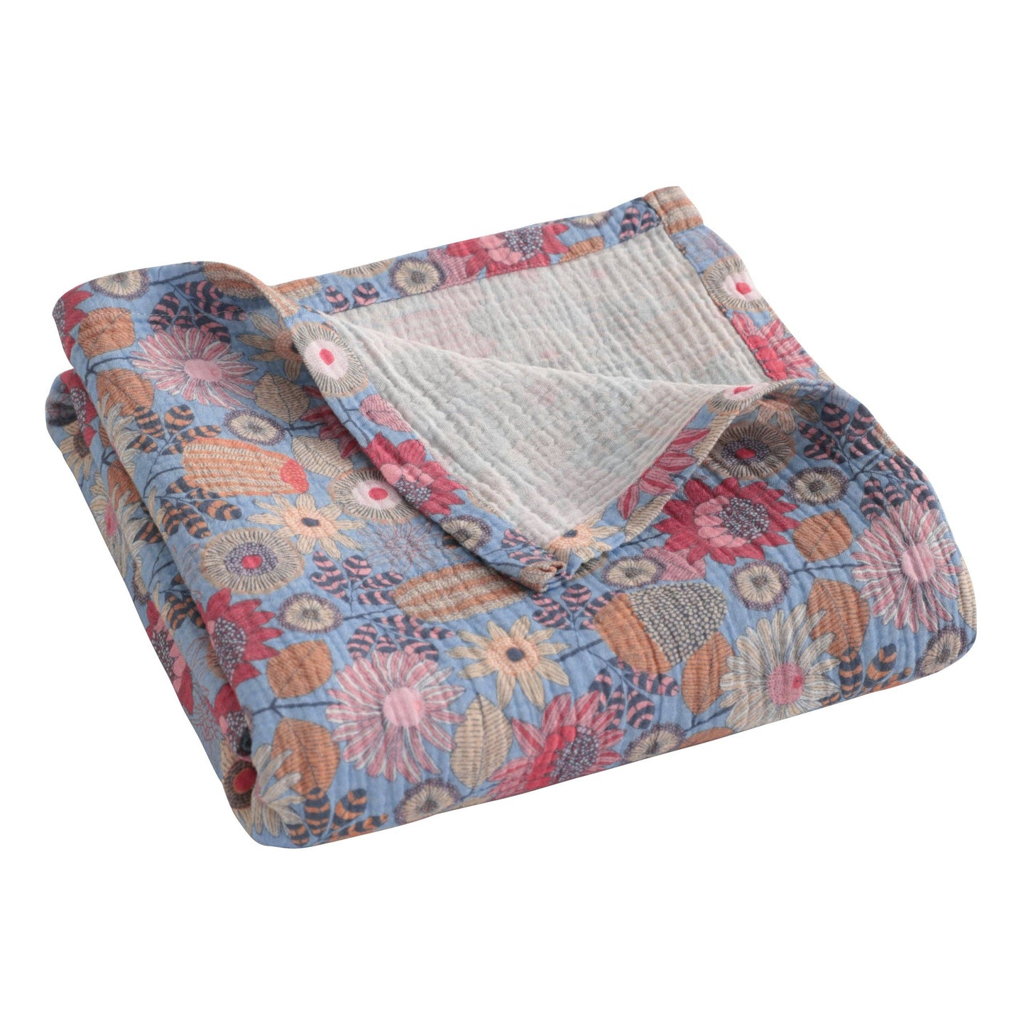 Bay & Loom - Muslin Cotton Baby Swaddle Blanket, Toddler Nursery Blanket: Vintage Floral / 30"x 40" / 2-Layer