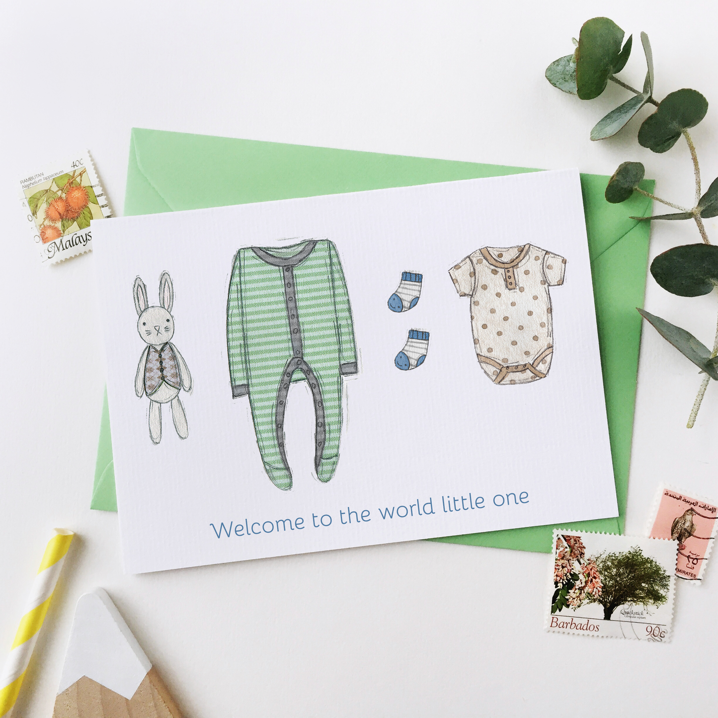 New Baby Green Clothes Card