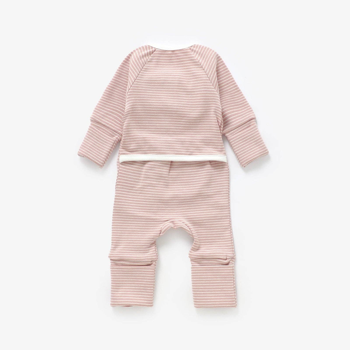 Meemo Jeemo - Organic Cotton Striped Peek-A-Poo Pajama in Pink: 12-18 Months
