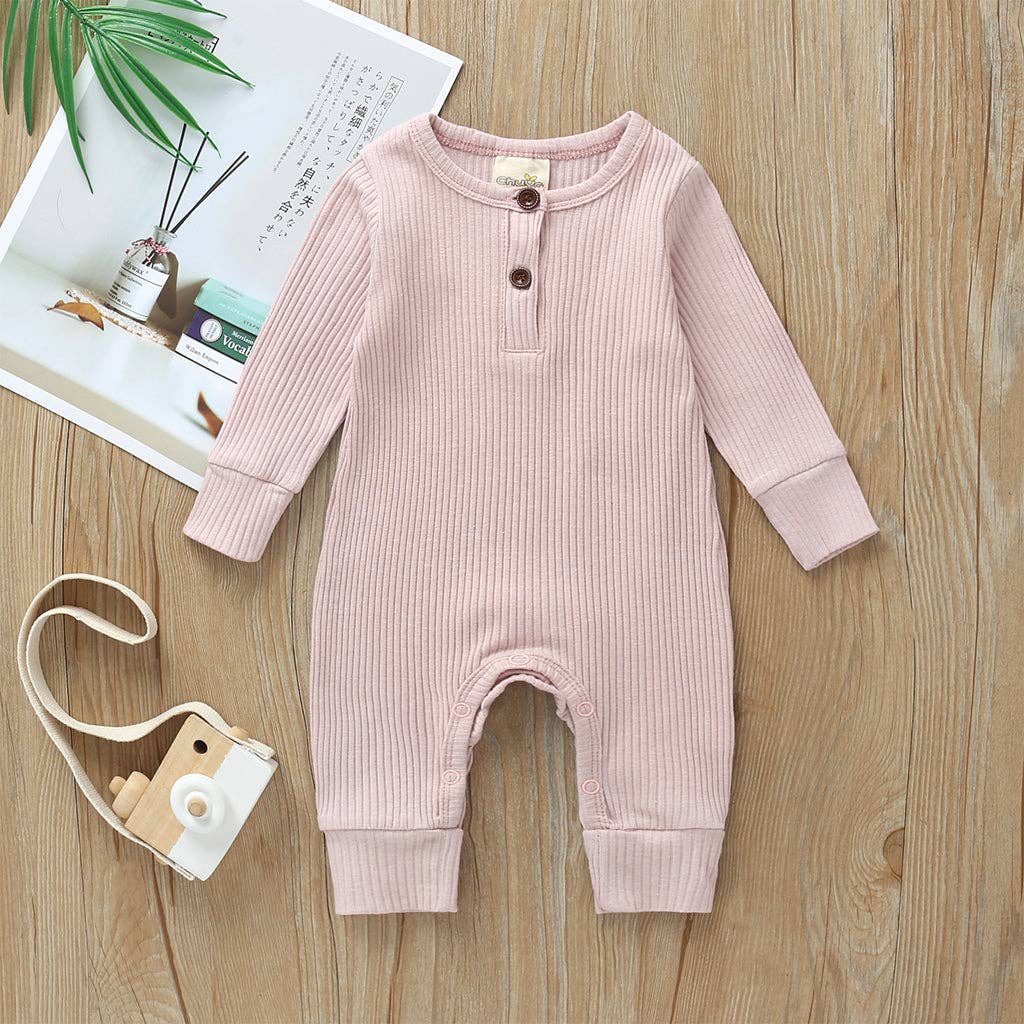 PatPat - Baby Boy / Girl Cotton Knitted Style  Cardigan Jumpsuit: Pink / 0-3 Months
