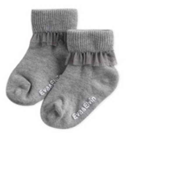 Vaenait Baby - Chiffon Frill-Grey Ankle Socks: Grey / M(3-5T)