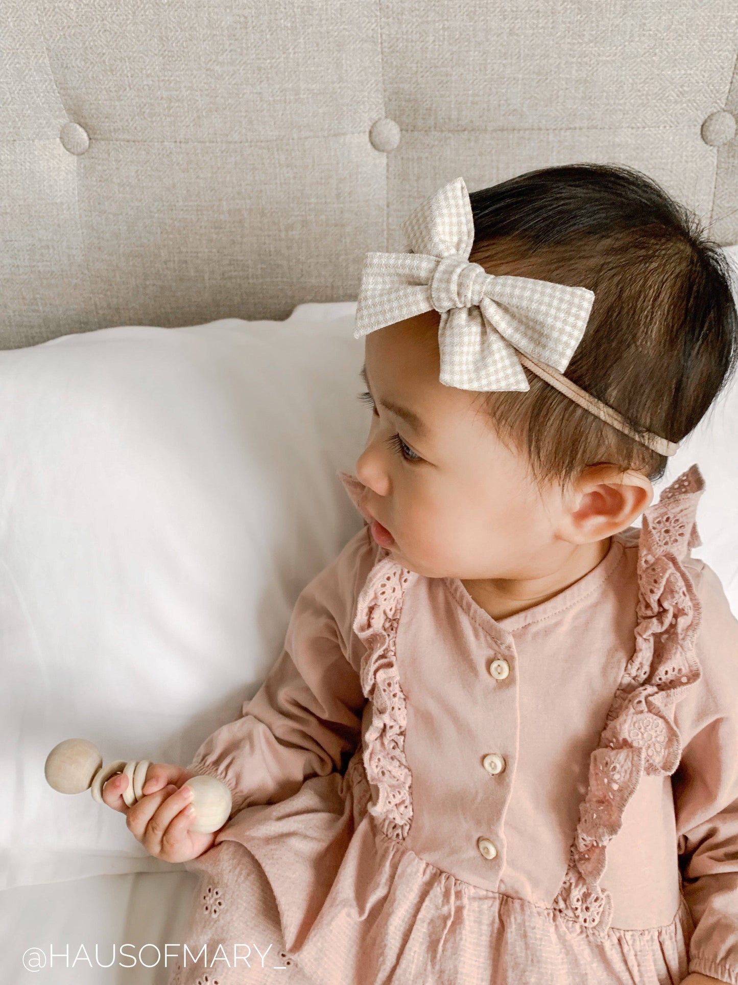 Sand Gingham Bow