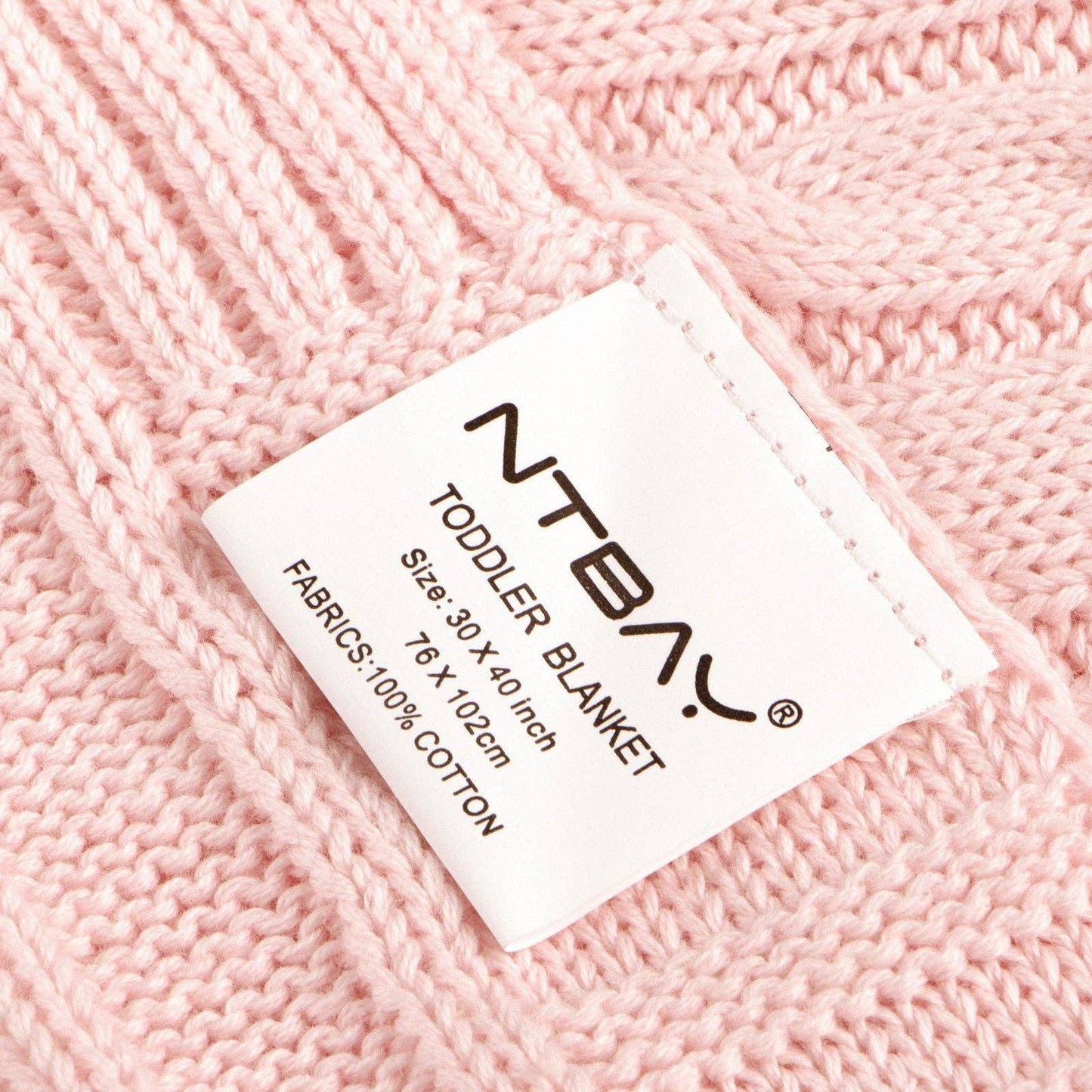 Bay & Loom - Cotton Cable Knitted Toddler Blanket: Baby Pink / 30 x 40 inches