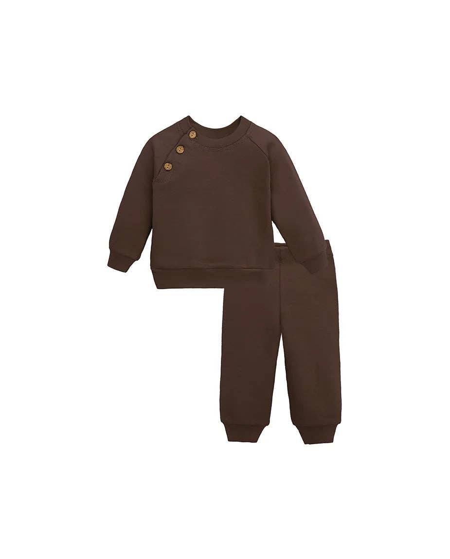 Lilax - Baby Cotton Sweatshirt & Sweatpant Set: Olive Green / 6-9M