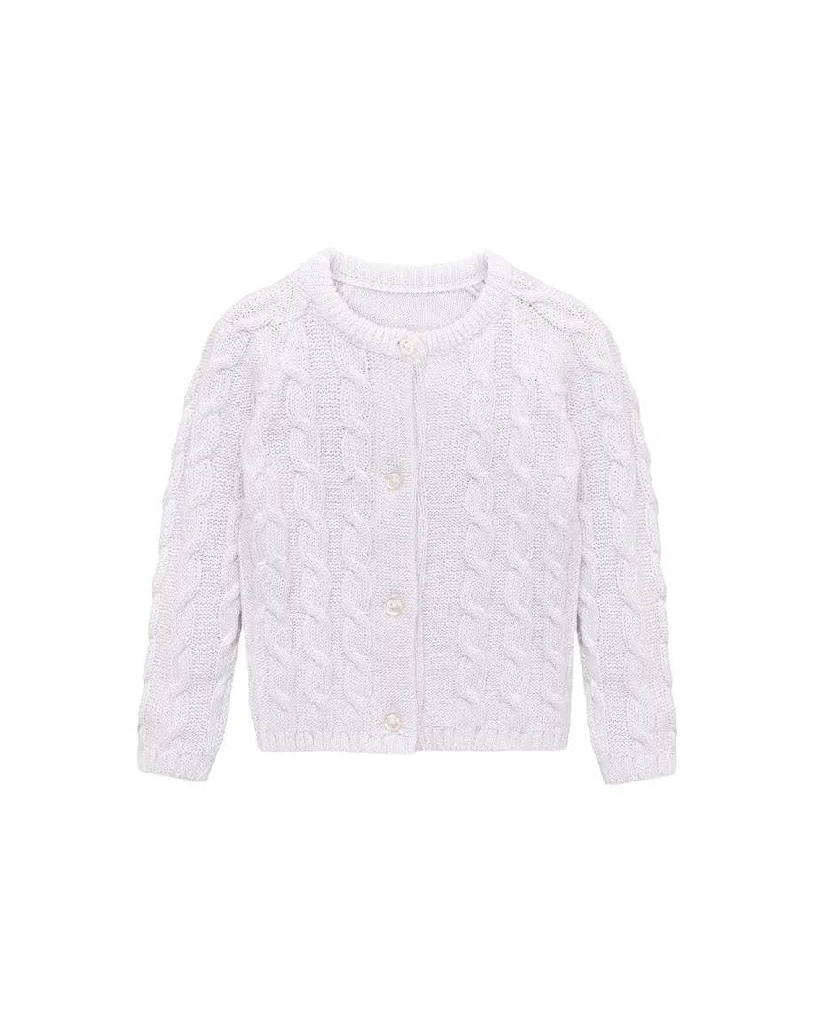 Lilax - Baby Girls' Cable Knit Long Sleeve Cotton Cardigan: Pink / 18-24M