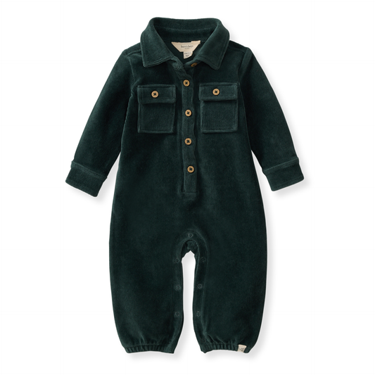 Burt's Bees Baby - Knit Corduroy Baby Boy Jumpsuit: Zucchini / Newborn