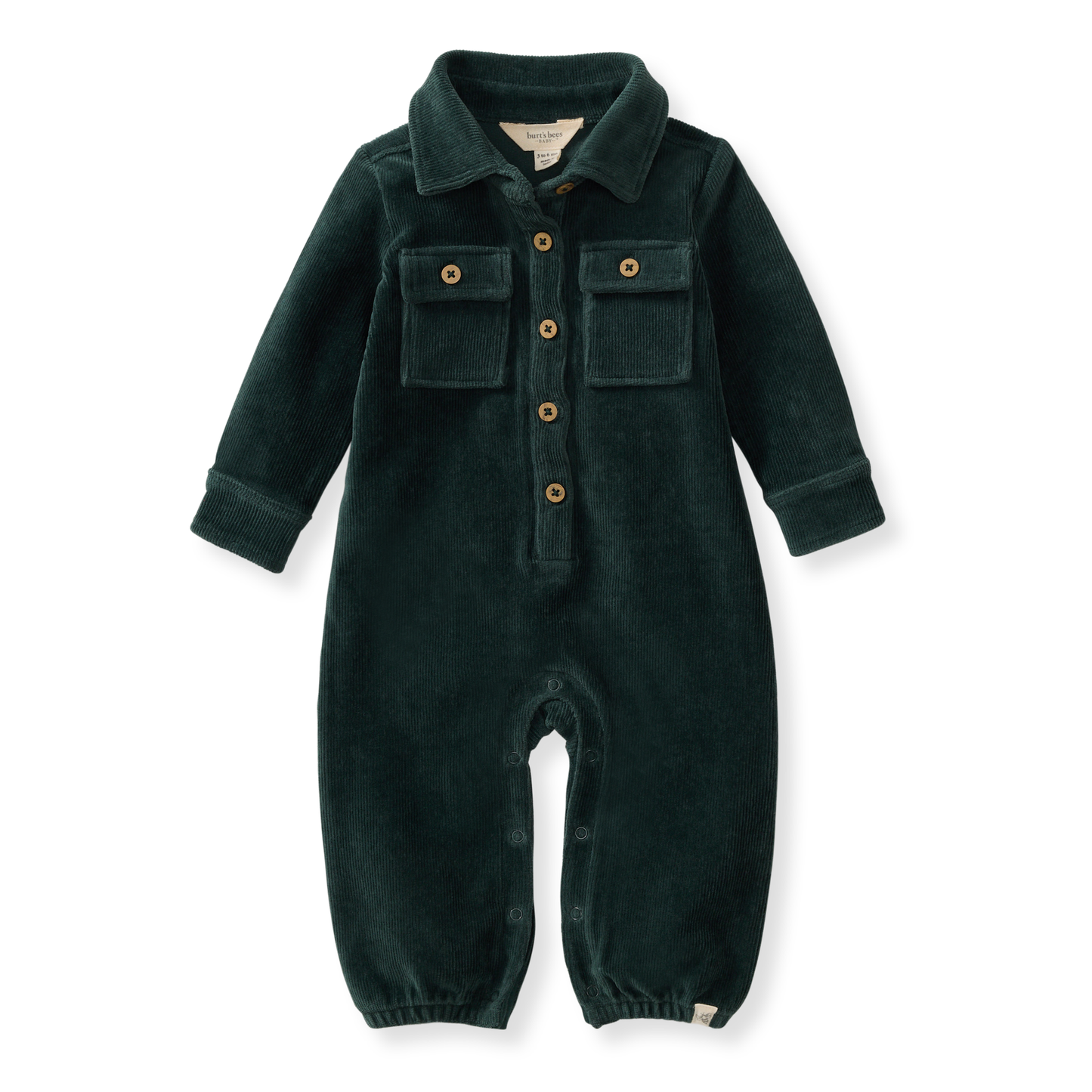 Burt's Bees Baby - Knit Corduroy Baby Boy Jumpsuit: Zucchini / 0-3 Months