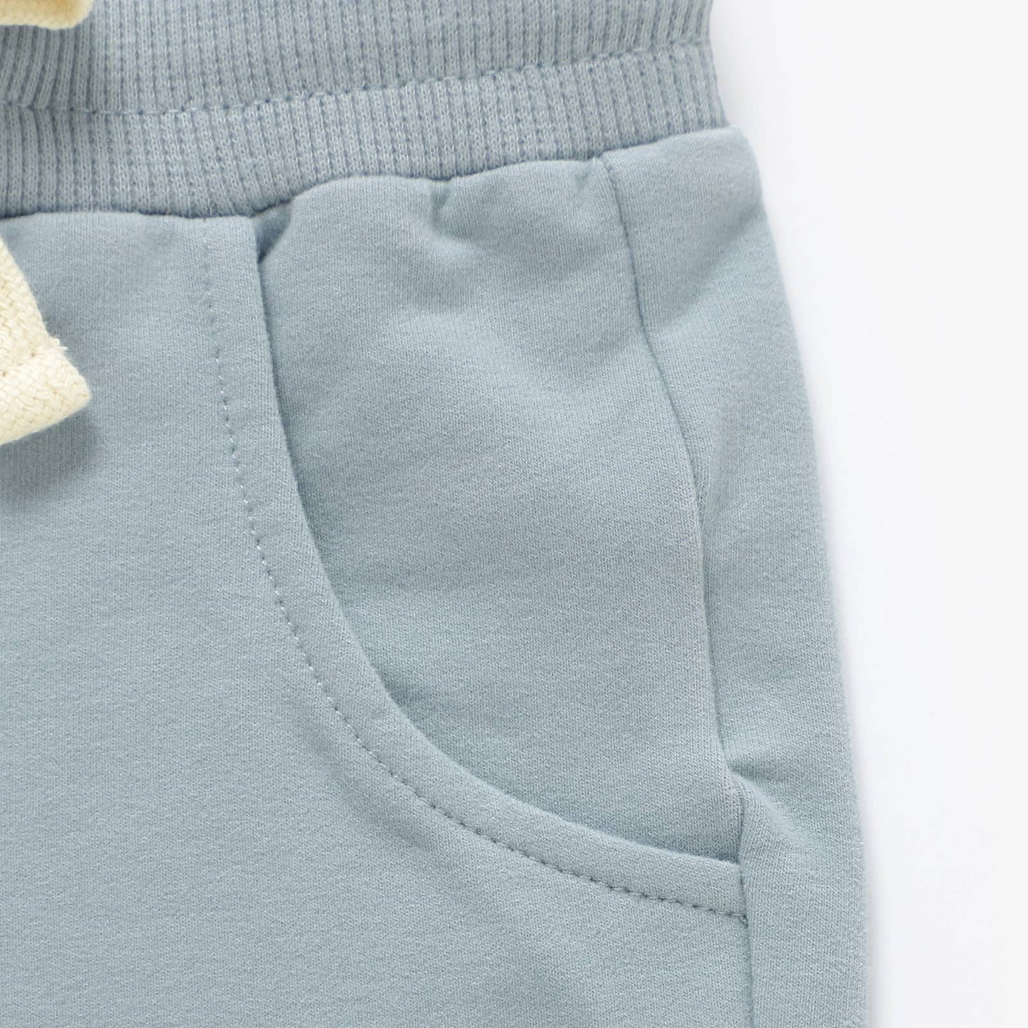 Almond Bud - The French Terry Organic Cotton Beach Jogger Set: Dusty Blue / 3T
