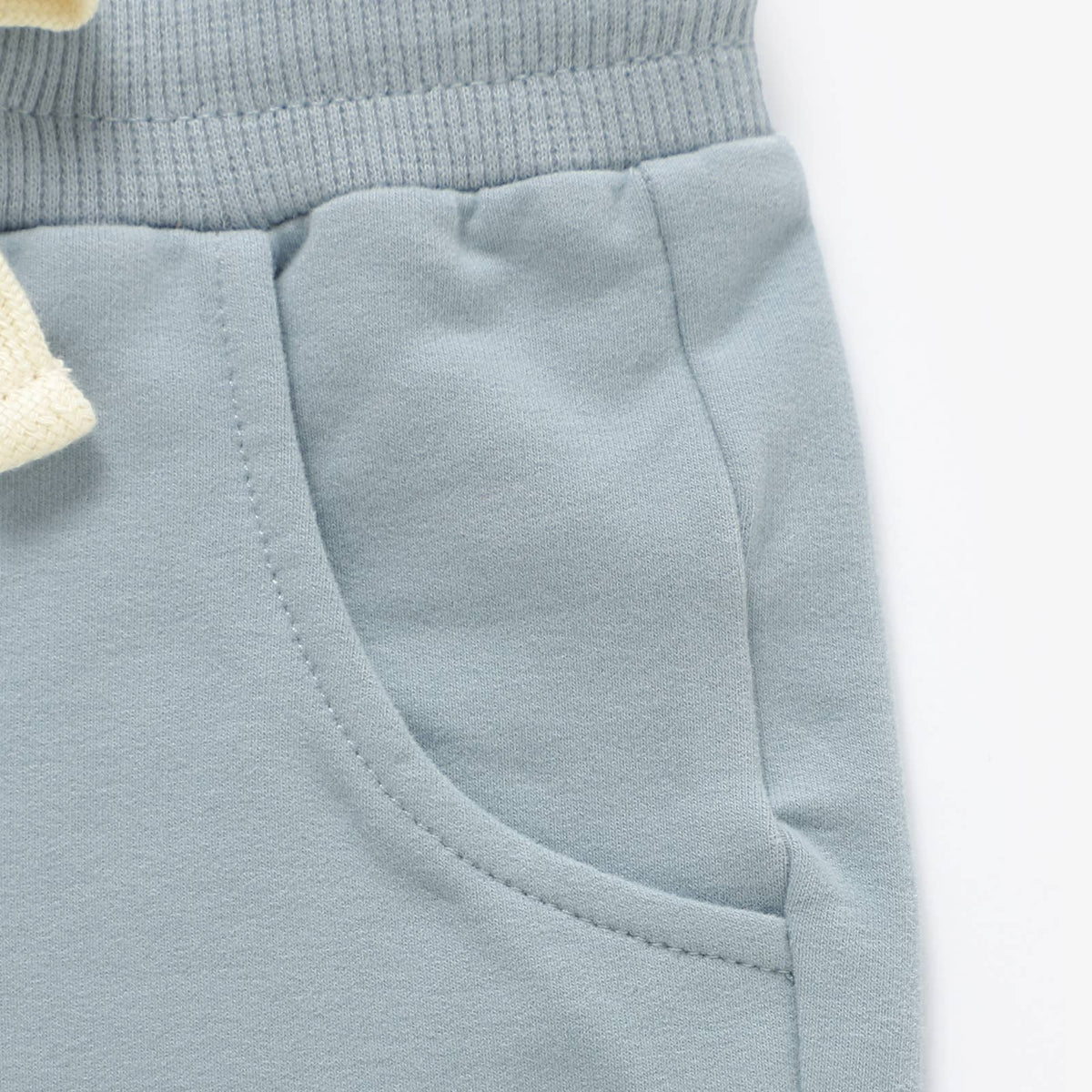 Almond Bud - The French Terry Organic Cotton Beach Jogger Set: Muted Sage / 12-18M
