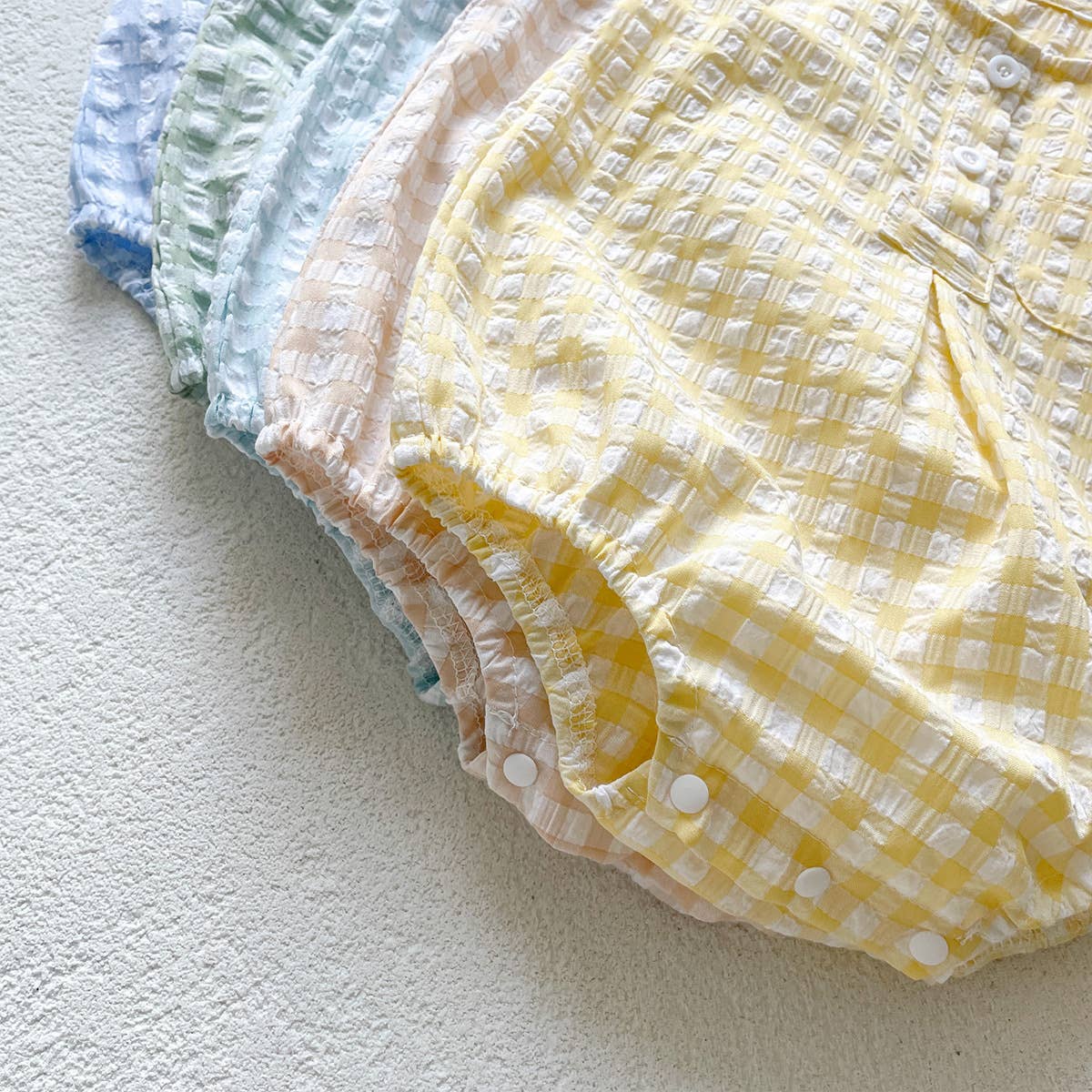 PatPat - Blue White Checkered Sleeveless Romper for Baby: Blue / 9-12M