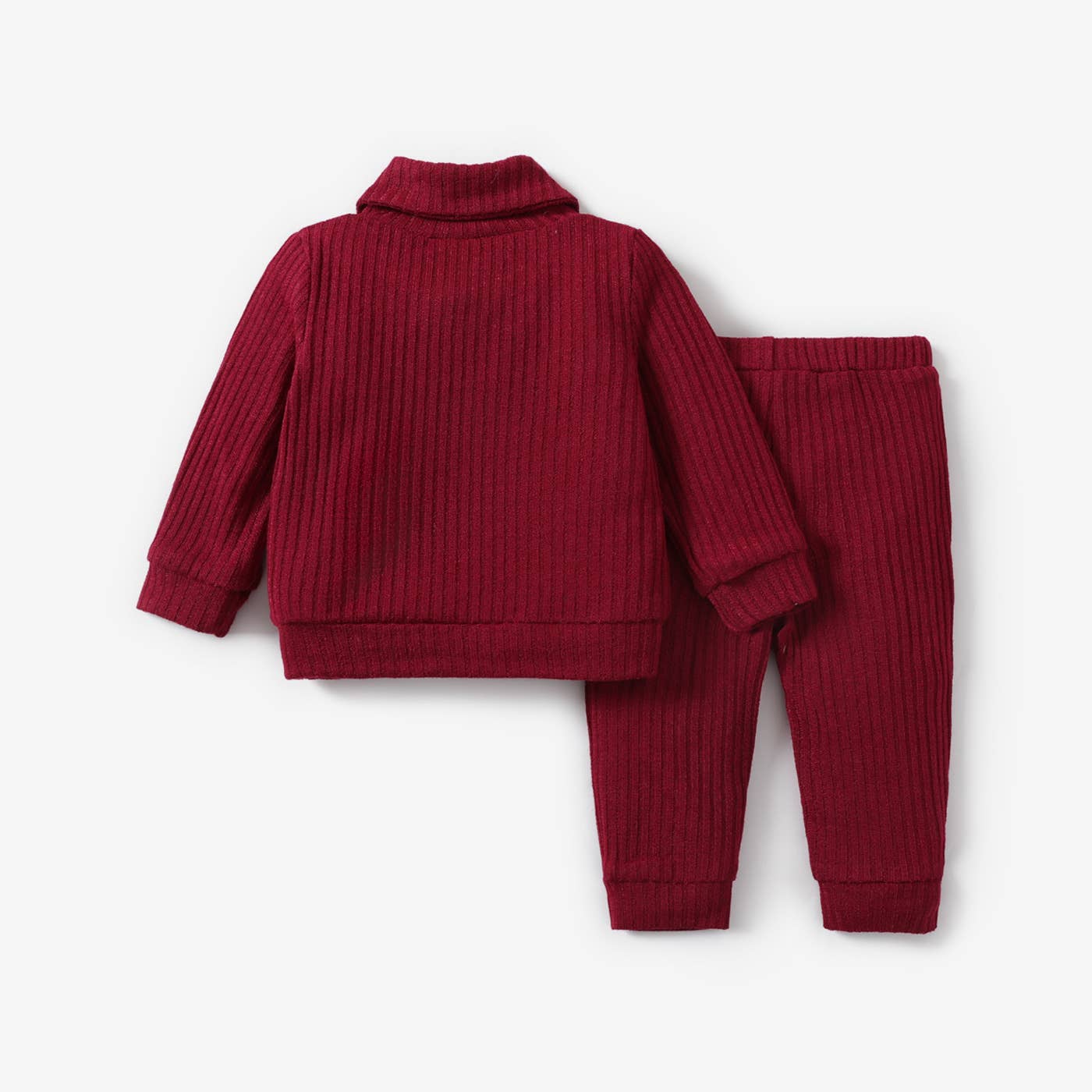 PatPat - 2pcs Baby Girl/Boy Casual Solid Color Set with Lapel: Apricot / 6-9 Months