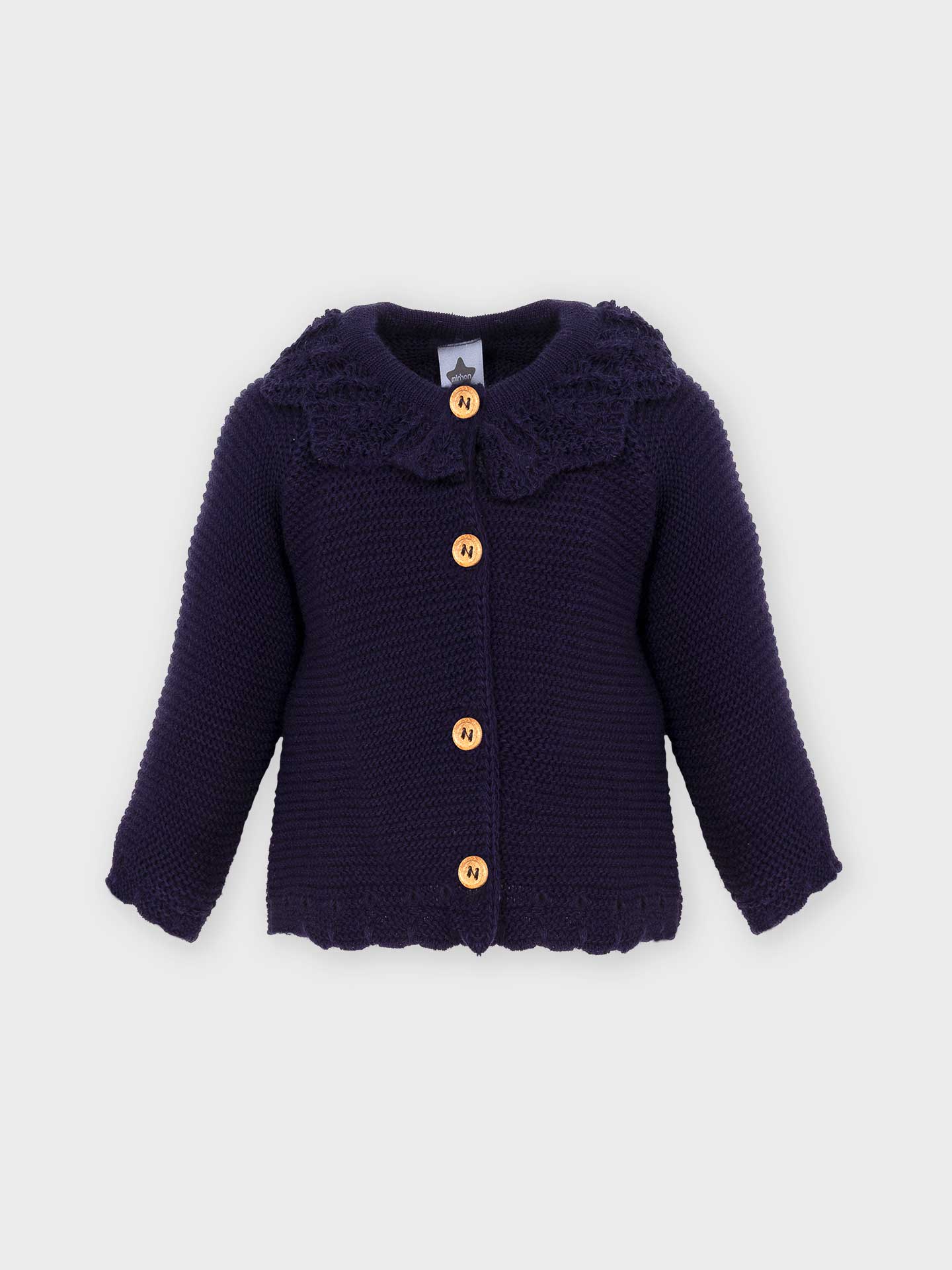 Knitted jacket with frill collar
